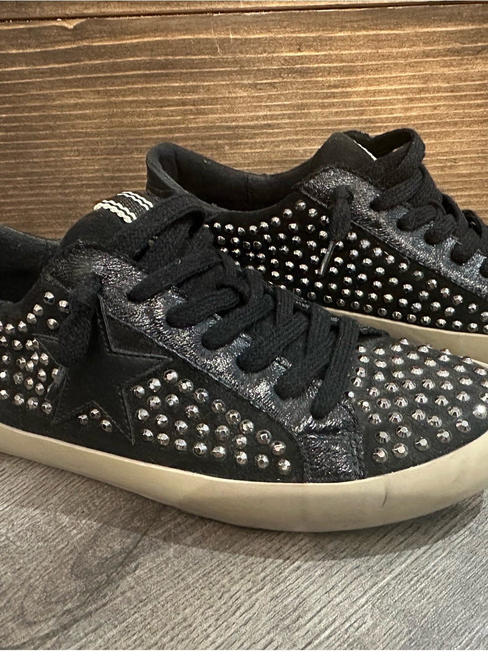 ShuShop Black Studded Women Sneakers